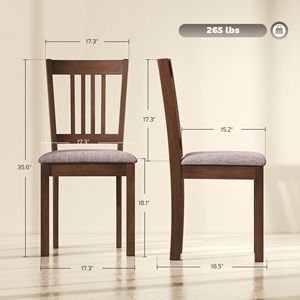 Set di 2 Sedie da Pranzo Imbottite in Lino con Gambe in Legno di Gomma Noce Taupe per Sala da Pranzo e Soggiorno - Product Image 3