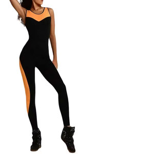 Combinaison moulante sans manches pour femme, taille haute, col en V, effet ventre plat, longueur intégrale, couleur unie, bretelles spaghetti - Product Image 5