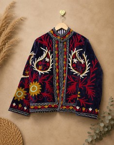 Trajes de Mujer para Ocasiones Especiales, Motivos Florales y Botánicos Intrincados, Chaqueta con Bordado Meticuloso, Ropa de Festival, Abrigo de Invierno para Mujer - Product Image 6