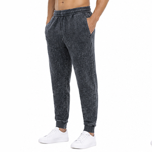 Acid Wash Jogger Trousers <b>Vintage</b> Washed Cotton <b>Pants</b> Custom Loose Fit Streetwear Casual Unisex Wholesale Apparel Clothing - Product Image 4