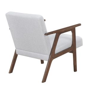 Poltrona Moderna Contemporanea 1 Pezzo, Rivestimento in Tessuto Grigio, Finitura Marrone, Legno Massello di Gomma, Arredamento Moderno per Soggiorno con Cuscino - Product Image 6