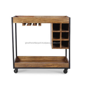 Mueble para Bodega Homestead de Madera de Mango, Diseño Moderno, Mueble para el Hogar, Carrito de Hostelería para Hotel, Estante para Copas, Protector de Botellas 2026 - Product Image 2