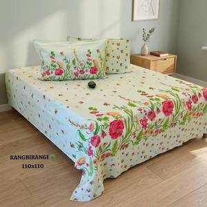 Discharge Printed Luxury Green Floral Cotton Bedding Set 200TC <b>King</b> <b>Size</b> for Home and Hotel - Product Image 6