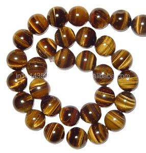 Cuentas redondas de piedras preciosas de ojo de tigre, cuentas sueltas marrones y amarillas para la fabricación de joyas - Product Image 1