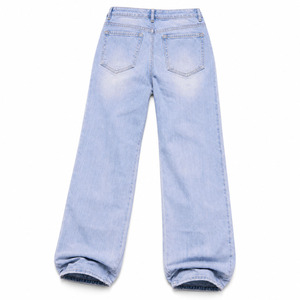 Jean large pour homme 2026 de haute qualité, personnalisé, écologique, coupe mi-haute, respirant, coupe-vent, en coton, délavage moyen, avec patchs légers - Product Image 2