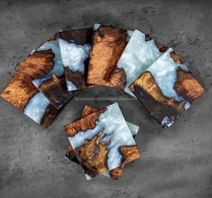 Dessous de verre rond personnalisable en résine époxy en résine multicolore pour la décoration intérieure d'Inde - Product Image 1