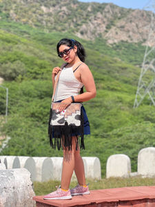 Nouveau véritable Western usiné à la main en cuir de fourrure de vachette sac à main femmes élégant sac à bandoulière et porte-carte ATM outillé ensembles combinés uniques - Product Image 4