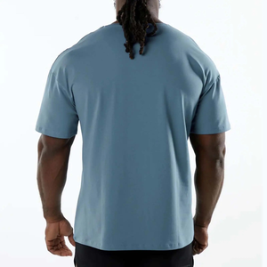 Men's High Quality Custom Woven Cotton T-Shirt Oversized <b>Drop</b> Shoulder Design - Product Image 6
