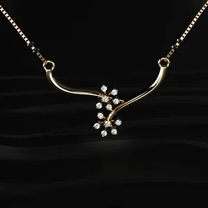 Pendentif Mangalsutra en diamant CVD de laboratoire taille ronde motif floral, couleur D-E, clarté VVS-VS, certifié IGI, or, pour fiançailles et mariage, Inde - Product Image 1