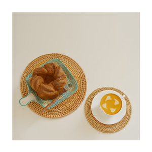 Natural Color boho rattan trivet Big Round tableware Protector Heat Insulation Crafts Modern Home & Hotel Use - Product Image 3