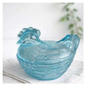 Mini plat à bonbons en verre en forme de poule sur un nid, récipient personnalisé pour décorations de Pâques et collections de cadeaux - Product Image 3