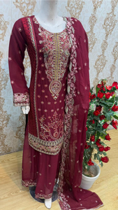 NIEUW <span class=keywords><strong>3</strong></span>-delig chiffon pak |   Shalwar Kameez Pakistaanse jurken voor vrouwen |   Indiase Pakistaanse kleding Saree Anarkali jurk Kurti - Product Image 4