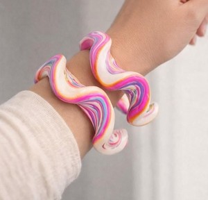 Multicolour Swirl Epoxy Resin Bangle Stack for Women Daily Wear Party Festive High Quality Luxurious Fashion Jewelry <b>Bracelet</b> - Product Image 1