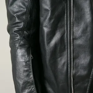 Chaqueta de Cuero Negra para Hombre, Estilo Motero, con Material de Alta Calidad - Precio al por Mayor, Chaqueta de Cuero Genuino - Product Image 4