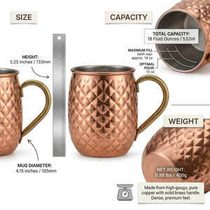 Taza Moscow Mule de Cobre con Patrón de Diamantes y Asa de Latón, Hecha a Mano, para Cócteles, Cerveza, Café, Bebidas, Proveedor OEM, Venta al por Mayor - Product Image 5