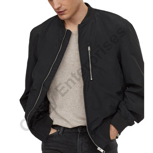 Trendy Windbreaker Bulk Supplier Cheap Price Streetwear Fashion Clothing Factory Direct Zip Up Varsity Bomber Jacket Black <b>Coat</b> - Product Image 5
