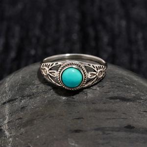 Anillos de Turquesa Natural Exquisitos de Alta Calidad, Conjunto de Plata de Ley, Anillos de Turquesa Natural, Joyería para Mujer al Mejor Precio - Product Image 3