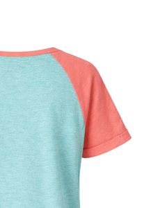 Aqua Blue Coral Women T Shirt Short Sleeve Henley Neck Raglan Tee Soft Cotton Casual Summer <b>Top</b> Breathable Comfortable Daily - Product Image 3