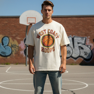 T-shirt long et oversize en polyester tricoté haute densité pour homme, personnalisé pour le streetwear lourd et écologique, avec épaules tombantes - Product Image 5