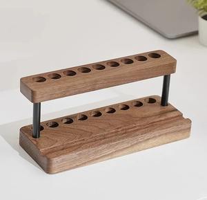 Portalápices para mesas de oficina, portalápices para escritorio, soporte de madera de acacia para lápices, estética minimalista, decoración de escritorio para oficina. - Product Image 1