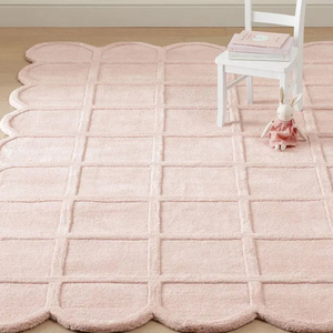 พรมขนสัตว์นิวซีแลนด์ถักมือ ลายตารางสีชมพูอ่อน สำหรับเด็กและห้องเด็กอ่อน เหมาะสำหรับห้องนอนและห้องเล่น - Product Image 2