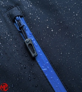 Veste imperméable pour homme, fermeture éclair, légère, veste d'extérieur bleue avec empiècements contrastés, veste de travail imperméable - Product Image 3