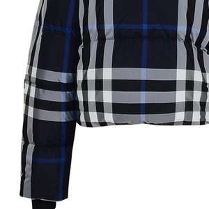 Women Winter Plaid <b>Quilted</b> Puffer <b>Jacket</b> Stand Collar Full Sleeve Short Length Thick Warm Coat Polyester Wadding Zipper Closure - Product Image 4
