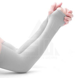 Manchons de bras roses pour femmes, protection anti-UV, légers, respirants, en Spandex et Polyester, pour le cyclisme, avec logo sur la manche droite - Product Image 4