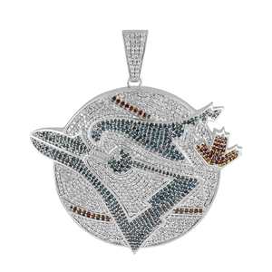 Pendentif Moissanite Carte du Canada Personnalisée, Taille Brillante, Micro-Incrustation, Breloque en Argent 925 Plaqué Rhodium, Bijou Hip Hop, Cadeau Unisexe - Product Image 1