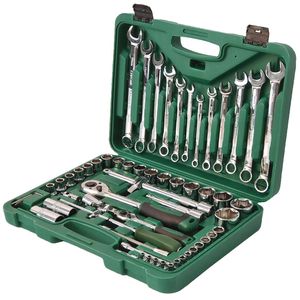 Ensemble d'outils mécaniques de 61 pièces, jeu de douilles à cliquet de 1/2" et 1/4" avec clés à cliquet métriques pour réparation automobile - Product Image 4