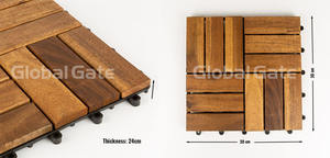 Dalles de terrasse en bois d'acacia contemporaines, antidérapantes, à emboîtement - Product Image 2