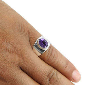 Anillo de estilo bohemio clásico para mujeres y hombres, anillo de plata de ley 925 con piedra preciosa de amatista, anillo bohemio hecho a mano. - Product Image 4