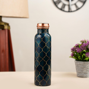 100% Pure <b>Copper</b> Hammered metal Water <b>Bottle</b> for New Travellers Direct <b>Drinking</b> Method 34 oz Capacity - Product Image 5