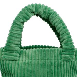 Bolso Tote Pequeño de Pana Verde con Correa Rosa, Bolso de Hombro de Moda para Mujer, Bolso de Viaje Casual, Accesorio Elegante para Uso Diario - Product Image 5