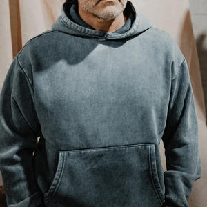 Sweat-shirt à capuche uni en molleton de coton délavé à l'acide, vierge, pour personnalisation de marque - Product Image 4