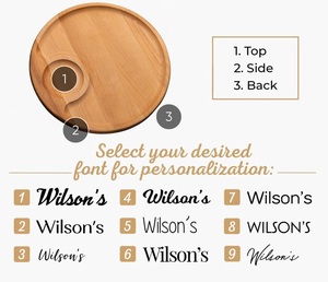 Wooden Coffee Tray Rustic Charcuterie Board Wood Snack Platter Round Serving Dish Engraved Wood Tray Appetizer Plate - Product Image 3