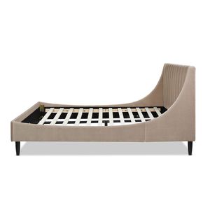 Set Letto Queen Size Aspen con Testiera Moderna Trapuntata Verticale in Velluto Performance Beige Visone Stile Contemporaneo - Product Image 3