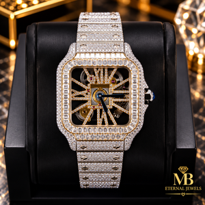 Reloj de Lujo para Hombre con Movimiento Citizen de Cuarzo, Esfera Cuadrada con Incrustaciones de Diamantes, Cristal de Zafiro, Correa de Acero Inoxidable y Cierre Desplegable - Product Image 1