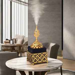 Wholesale Luxury Bamboo Bakhoor Burner Gift Set Modern <b>Crystal</b> Oud Incense Burner Arab Mabkhara <b>with</b> <b>Mirrored</b> Lid Storage Box an - Product Image 1