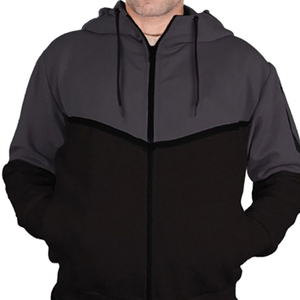 Men's Color Blocking Hooded Tracksuit Full Sleeve Zipper Sweatshirt <b>Set</b> Casual Breathable Polyester Cotton Joggers Autumn Wear - Product Image 5
