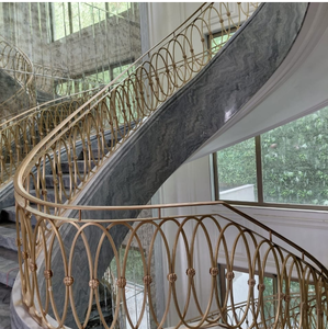 Balustrade de balcon moderne en laiton doré, motif géométrique floral ovale, main courante décorative - Product Image 5