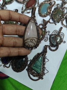 Handmade Copper Wire Wrapped Red Jasper Pendant Necklace Boho Style Jewelry Wholesale - Product Image 4