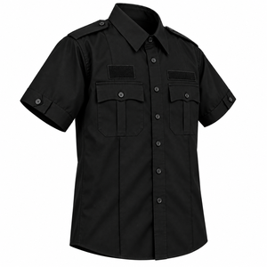 Custom Logo <b>Men</b> Security Guard Shirt Heavy Duty Short Sleeve Work Shirt Button Down Collar Solid Color Custom Security Uniform - Product Image 3