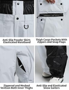 Unisex <b>White</b> Waterproof <b>Cargo</b> Ski Pants With Button Closure And Elastic Waistband - Product Image 6