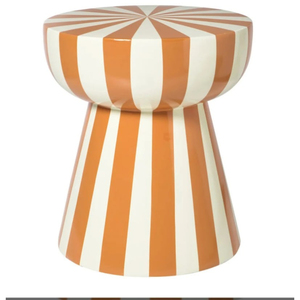 Taburete Artesanal con Incrustaciones de Hueso, Mesa Auxiliar de Lujo con Rayas, Mesa Decorativa con Incrustaciones Geométricas para Sala de Estar, Muebles con Rayas de Circo - Product Image 1