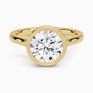 Anillo de Compromiso de Moissanita de Corte Redondo de 2 Quilates con Halo y Solitario, Anillo Nupcial con Banda de Diamantes Pavé - Product Image 1