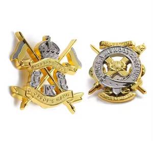 Custom Metal <b>Badge</b> Two Tone Gold Plated Cast Lapel <b>Pin</b> <b>Badge</b> for Uniform Uniform Accessory - Product Image 1