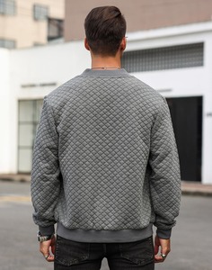 Veste matelassée grise pour homme, col montant, fermeture boutonnée, style décontracté, vêtement d'automne, doublure en polaire polyester, coupe régulière coupe-vent - Product Image 3