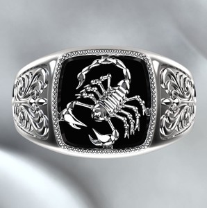 Anillo de Escorpión de Plata 925 de Primera Calidad, Diseño Gótico con Piedra Negra, Joyería de Moda para Hombre y Mujer - Product Image 3