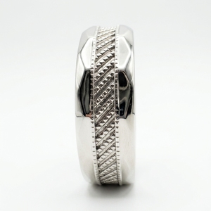 Anillo de Boda Clásico de Platino PT950 para Hombre |   Anillo de ajuste cómodo con textura - Product Image 2